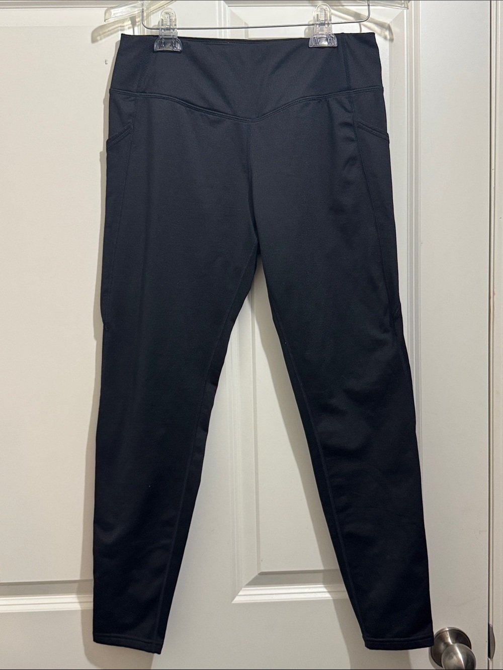 Baleaf Solid Black High-Rise Performance Leggings with Side Pockets